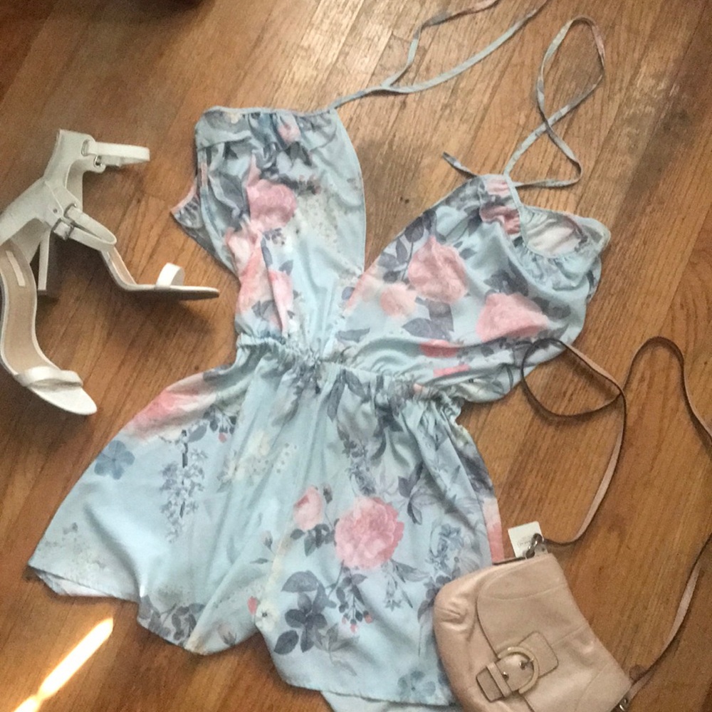 Light blue floral float romper